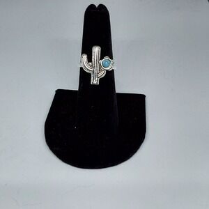 Women's Bohemian‎ Western Retro Zinc Natural Turquoise Inlaid Stone Ring Size 7